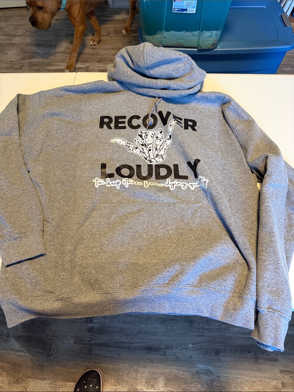 Gildan Gray 'Recover Loudly' Graphic Crewneck Sweatshirt